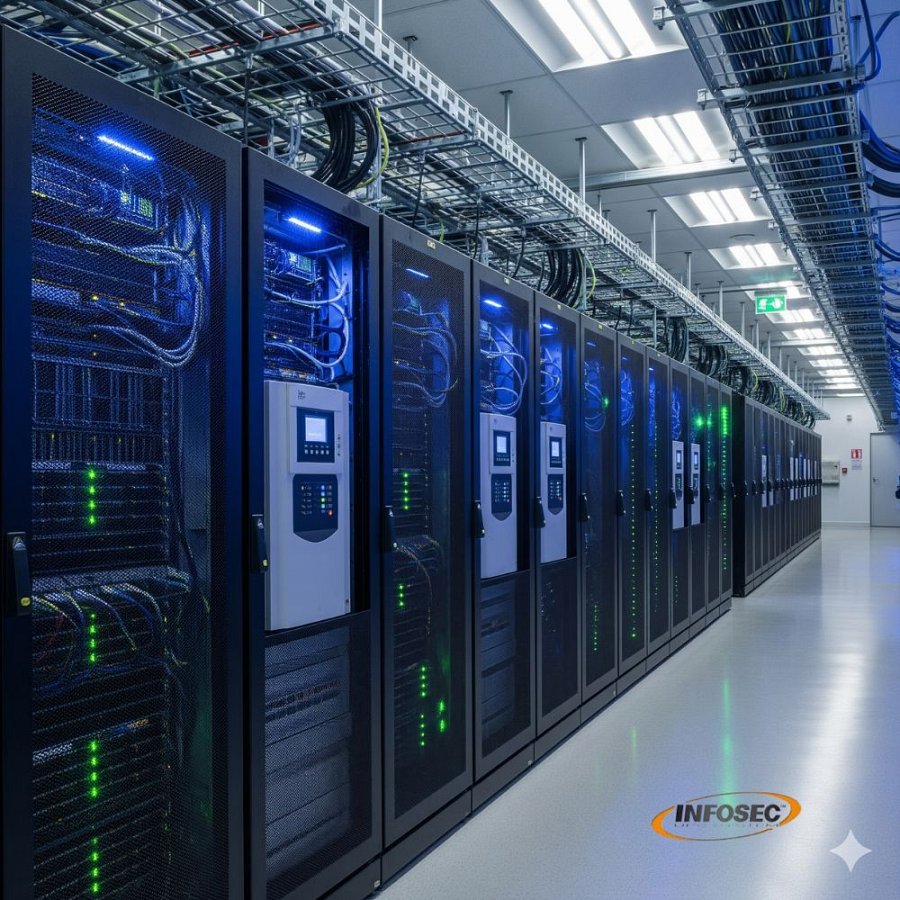 Zasilacze Infosec UPS w centrum danych, technologia On Line Double Conversion